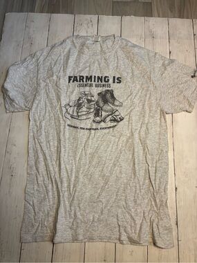Fruit of the Loom Light Gray 'Farming Is Essential Business' Graphic Tee